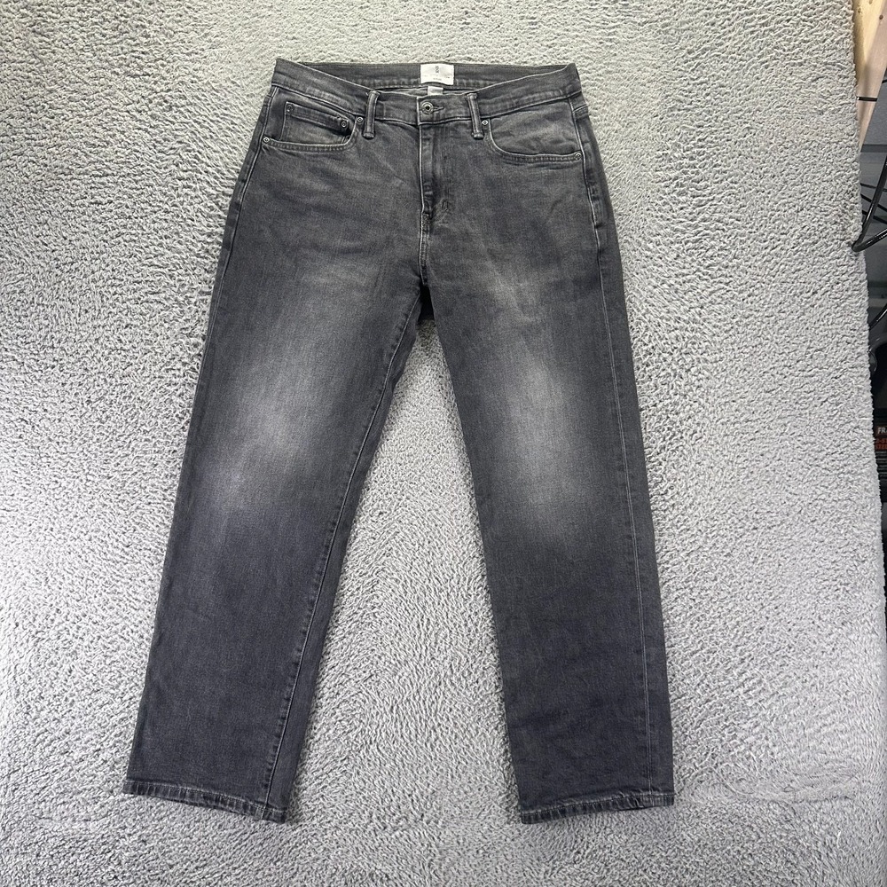 Mutual Weave Jeans Mens 34x30 Black Cotton Denim Straight Relaxed Faded Stretch